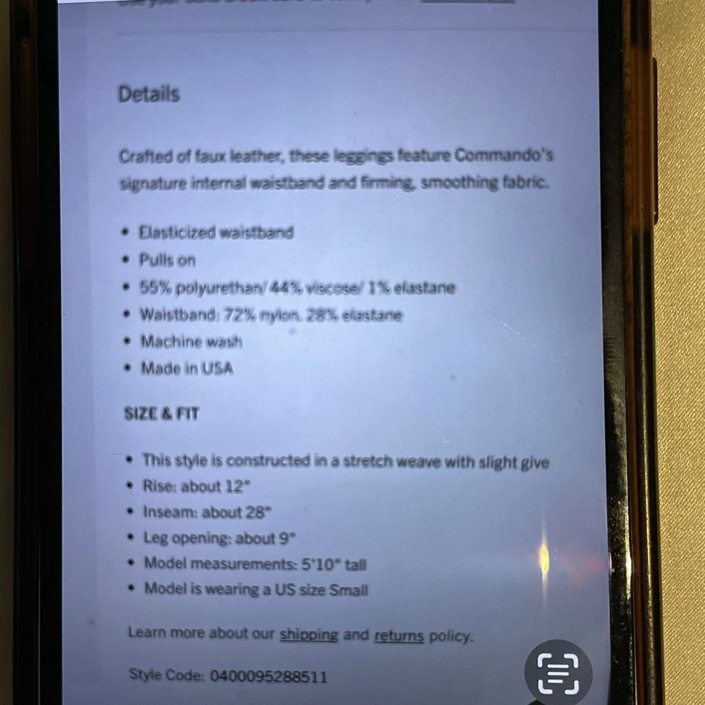 Commando Control Espresso Faux Leather Leggings NWT - Picture 9 of 10